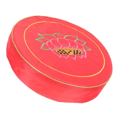 Meditation Cushion Floor Pillow Buckwheat Bolster Crimson Floral Worship Mat Thick Small Sitting Cushion for Zen Meditation and Prayer