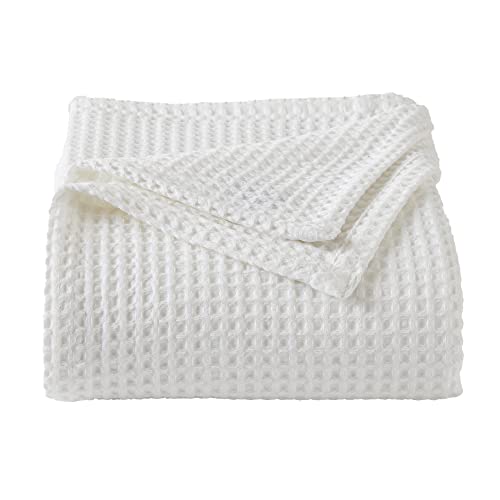 100% Cotton Waffle Weave Bed Blanket | Soft, Breathable, and Lightweight Blanket for All-Season | Perfect for Layering | Brielle Collection (King, White) - color: White, size: King