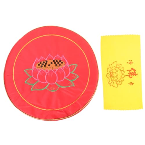 Happyyami Lotus Printing Meditation Seat Mat Yoga Cushion for Meditation and Worship - color: Red