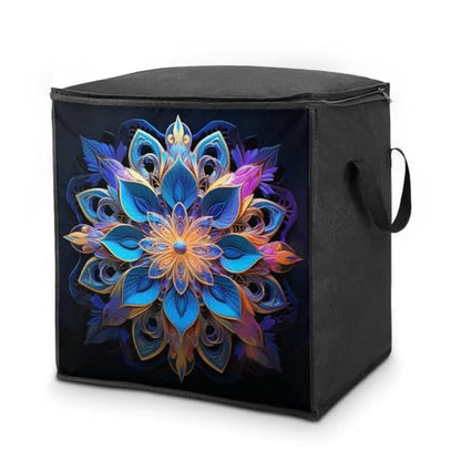 Clothes Storage Bag Personalized Durable Foldable Large Toy Storage Bags with Zipper Moving Bags Luggage Organizer Rectangle Mandala Printed Bags