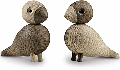 Kay Bojesen Lovebirds Pair | Oak and Smoked Oak | 3.5 in.