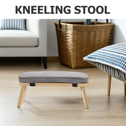 CHILDWEET Wood Folding Bench Stool with Cushion Ergonomic Prayer Chair and Zen Sitting at Home Or Studio