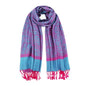 Silky Paisley Pashmina Shawl Scarf-Women's Soft Double-side Jacquard Pashminas Wrap for Evening Dress Travel Shawl - color: A-blue/Fuchsia