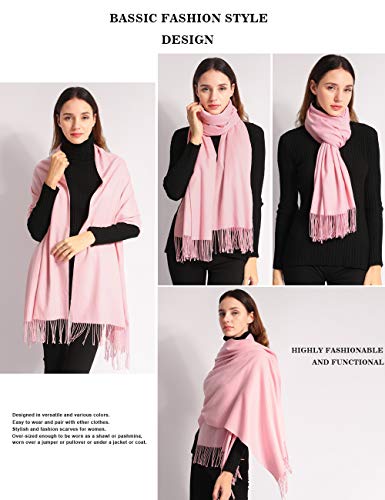 Pashmina Shawl Women Winter Scarf Warm Wedding Wraps Ladies Scarves for Evening Dresses - color: Pink