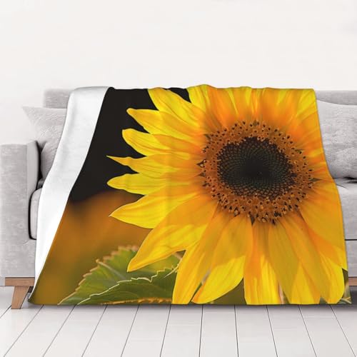Wild Flower Sunflower Prints Throw Blanket (320g Flannel) Anti-Pilling Warm Fuzzy Blankets for Bed Sofa Couch Travel 40x30 Inch - color: Wild Flower Sunflower, size: 40x30 Inch