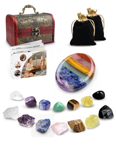 Crystals and Healing Stones - Thumb Worry Stones for Stress Relief Gifts - 7 Chakra Crystal Stones Set, Real Natural Raw Reiki Positive Energy for Meditation, Birthday Crystal Gifts Set for Women - color: Colorful (Set 10)
