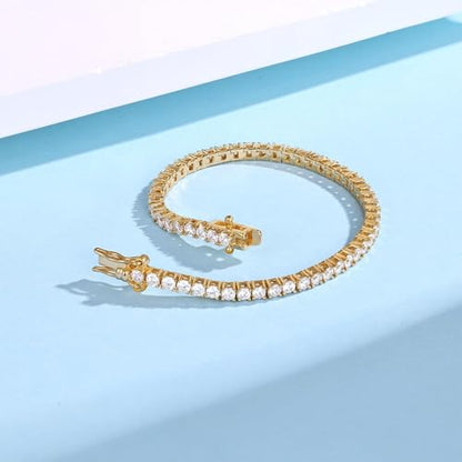 2.5mm Tennis Bracelet, 2.5mm Thin 18K White Gold Plated Cubic Zirconia Tennis Bracelet for Women - color: Gold Plated, size: 2.5mm 6 inch