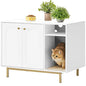 Hzuaneri Cat Litter Box Enclosure,Hidden Litter Box Furniture with Storage, Large Wooden Cabinet with Sisal Mat, Modern Cat Washroom for Living Room, Bedroom, Entryway, White and Gold 01503GCLB - color: White and Gold