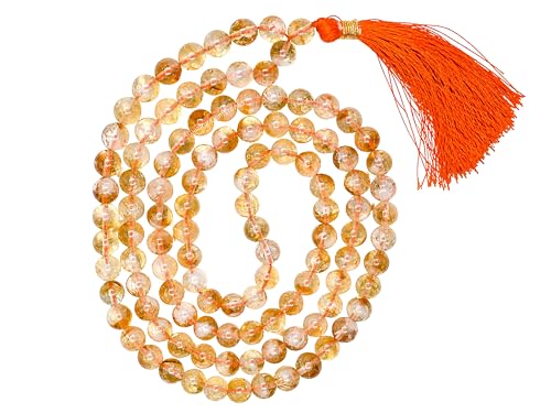 Amazing Gemstone Citrine Mala Beads - 108 Prayer Beads for Meditation and Mindfulness Practice, Handcrafted Mala Beads with Natural Gemstones for Spiritual Healing and Relaxation (Plain) - color: Citrine, style: Plain