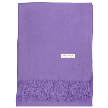 Falari Women's Soft Solid Color Pashmina Shawl Wrap Scarf, for Wedding, Bridesmaid Gifts, Evening Dress - color: Lavender
