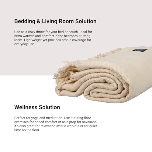 Tharie Handwoven GOTS-Certified Organic Cotton Blanket, Lightweight & Breathable, 142 x 200 cm