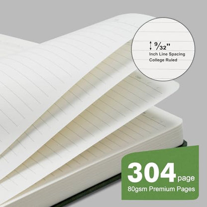 Comix Lined Journals Notebook - 304 Pages 5.9" x 8.3" College Ruled Thick Journaling Notebooks for Women - color: Dark Green-304 Pages, size: A5-Lined