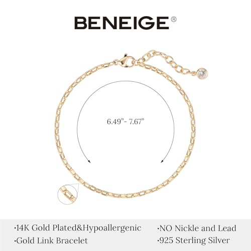 BENEIGE Gold Bracelets for Women 14k Gold Paperclip Bracelets Binding Bracelet, Adjustable Bracelets for Women Dainty Handmade Link Bracelet - color: Wide square buckle