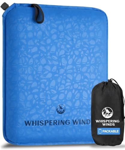Whispering Winds Inflatable Seat Cushion - Comfortable Blow-up Foam Pad for Airplane, Travel, Stadium, Outdoors, Camping, Car & More - color: Blue - 1pack, size: Large