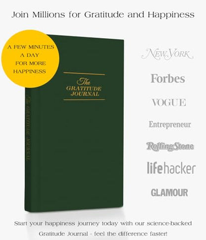 The Original Gratitude Journal with Inspiring Prompts & Quotes for Mindfulness, Reflection & Personal Growth - Daily Wellness Journal for Men & Women - Luxurious Earth Green Cover - color: Earth Green