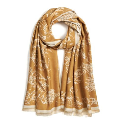 QIUTIMIY Pashmina Shawl Wraps for Womens Winter Scarf Reversible Pattern Designer Ladies Shawls and Wraps for Evening Dresses - color: Flower8-khaki