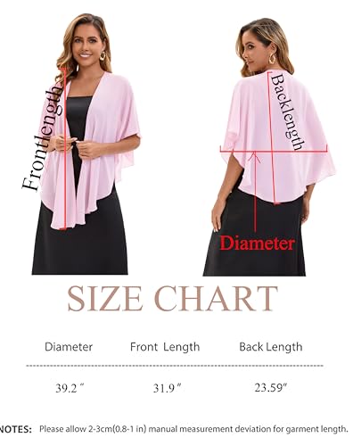 Baoqiya Chiffon Shawl Evening Scarf Shawls and Wraps for Women Wedding Party Bridal Scarves Cover Ups - color: Pink