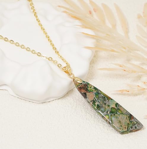 Nature Stone Necklaces for Women Boho Pendant Necklace 18K Gold Chain Necklaces