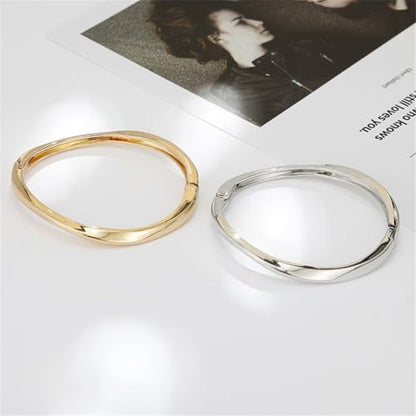 Minimalist Gold Bangle Bracelet, Polished Cuff Bracelets Stackable Birthday Gift for Women - color: Silver 1