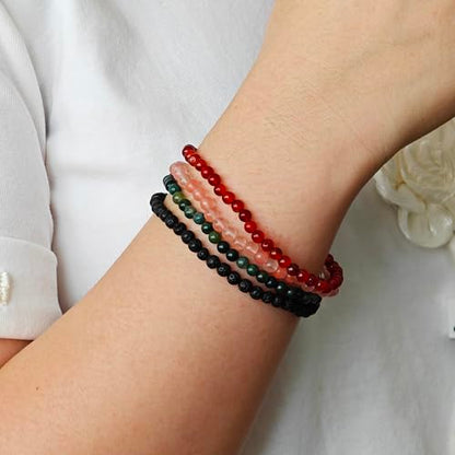 Beaded Bracelets For Women Stone Bracelets For Women Agate Stone Bracelet Natural Bracelet Stone Of Peace Handmade Yoga Stretch Elastic Bracelet - color: Green agate