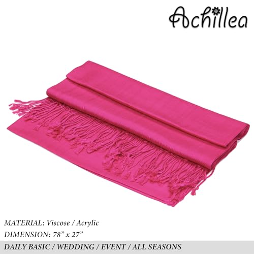 Achillea Lightweight Pashmina Scarf for Women – Soft Silky Shawl Wrap for Evening Dresses, Bridesmaids & Everyday Wear - color: Fuchsia