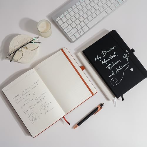 A5 Lined Journal Notebooks for Man, 192 Pages Leather Hardcover Notebooks, 5.7 x 8.5 inch Journaling Notebooks for Work, Writing, School, Black