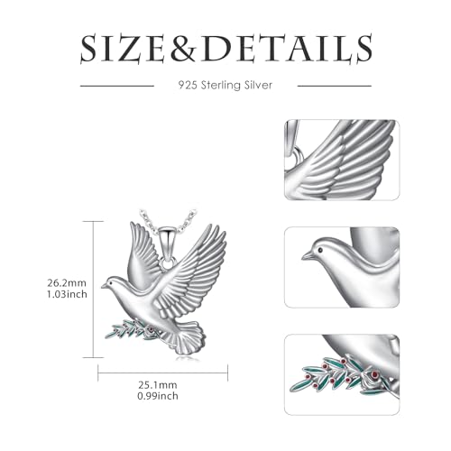 Hummingbird/Phoenix/Owl/Dove/Flamingo/Raven/Blue Jay/Cardinal/Peacock/Eagle/Parrot/Robin Necklace for Women 925 Sterling Silver Bird Pendant Necklace Animal Jewelry Gift for Mother Wife - style: Dove Necklace