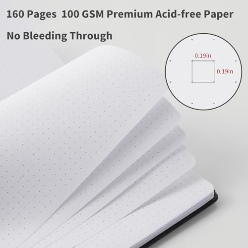 Heture Hardcover Dotted Notebooks, A5 Dotted Journal Notebook for Writing 160 Pages, 8.2 x 5.5 inch, Classic Dotted Notebooks for College/Work/Travel(Dotted-3 Pack, Black) - color: Black, style: Dotted-3 Pack