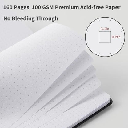 Heture Hardcover Dotted Notebooks, A5 Dotted Journal Notebook for Writing 160 Pages, 8.2 x 5.5 inch, Classic Dotted Notebooks for College/Work/Travel(Dotted-3 Pack, Black) - color: Black, style: Dotted-3 Pack