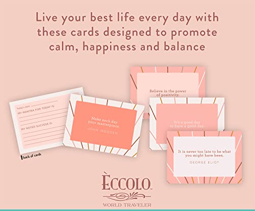 WORLD TRAVELER Eccolo Positive Affirmation Cards, Optimism In A Box - Guided Self Care Cards To Promote Everyday Calmness, Self Love, Mindfulness, and Stress Relief (6-x-7-x-1.5 inches)