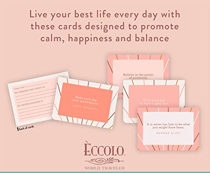WORLD TRAVELER Eccolo Positive Affirmation Cards, Optimism In A Box - Guided Self Care Cards To Promote Everyday Calmness, Self Love, Mindfulness, and Stress Relief (6-x-7-x-1.5 inches)