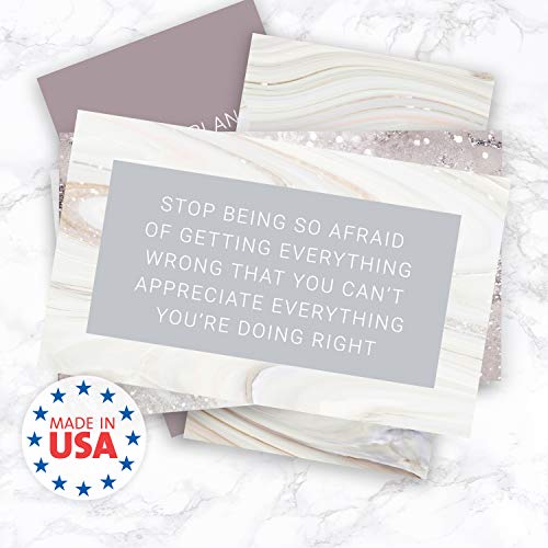 Marble Quartz Daily Gratitude Cards / 50 Motivational Kindness Cards / 25 Inspirational Quote Card Designs / 2” x 3.5” Uplifting Flat Business Card Pack - color: Marble