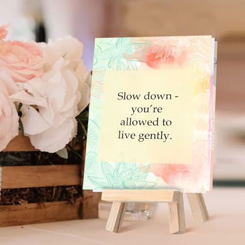 exciting Lives Positive Motivational Cards with Inspirational Quotes & Wooden Easel – 40 Daily Affirmation Desk Cards for Confidence, Mindfulness & Self-Growth
