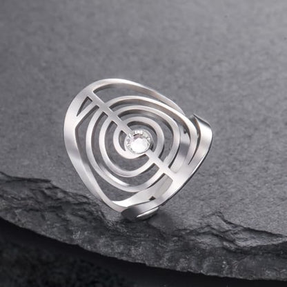 Dreamtimes Cho Ku Rei Reiki Ring Protection Healing Symbol Yoga Rings For Women Sacred Geometry Stainless Steel Energy Yoga Power Ring Sacred Geometry Amulet - color: Silver