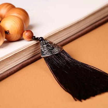 Antique Bead Wooden Statue Accents Zen Meditation Wood Sculpture Decor for Living Room Spa Or Yoga Studio Centerpiece Books Living Room Bedroom Ornament