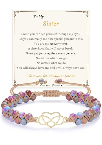 Gifts for Daughter Granddaughter, To My Mom Grandma Wife Girlfriend Sister Jasper Heart Bracelets Birthday Graduation Anniversary Christmas Stocking Stuffers Valentines Mothers Day Jewelry - style: 8.Gift To My Sister: Infinity Heart