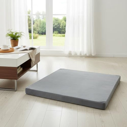 Velvet Zabuton Meditation Mat - Large Floor Pillow for Adults & Yoga Meditation Cushion - High Density Foam Floor Seating with Washable Cover, 31x31 Inch (Gray)