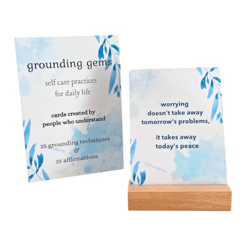 Grounding Gems Card Deck – Mindfulness and Affirmation Cards for Stress Relief, Calm & Focus