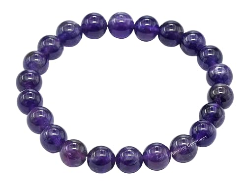 Amazing Gemstone Crystal Bracelet for Women Men's Gifts - Protection Healing Crystal Bracelet - 8mm Gemstone Beaded Stretchable Bracelet Pulseras Para Hombres Mujer Stocking Stuffers Mothers Day Gift (Amethyst) - color: Amethyst