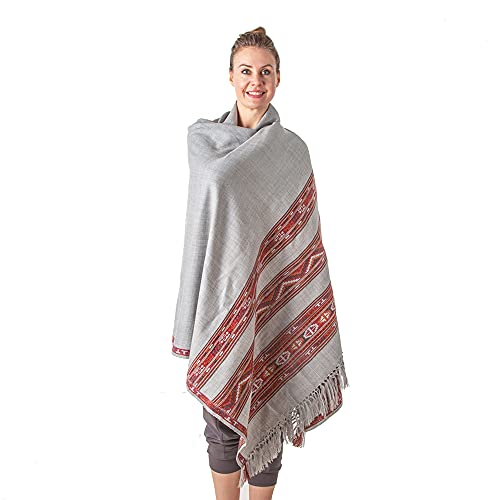Meditation Shawl or Blanket, Exotic Shawl/Wrap, Oversize Scarf or Stole. Unisex - color: Light Grey