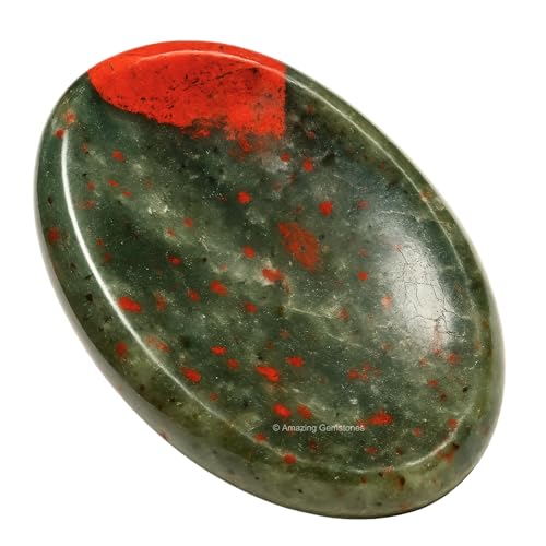 Amazing Gemstone African Bloodstone Worry Stone Crystals and Healing Stones - Worry Stones for Stress Relief Gifts - Piedra Crystal Fidget for Meditation - Unique Stocking Stuffers and Birthday Gifts - color: African Bloodstone
