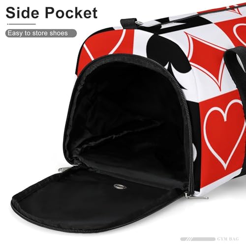 Suits Hearts Diamonds Clubs Spades Grid Poker Playing Cards Large Capacity Portable Fitness Bag, Easy to Carry - color: suits hearts diamonds clubs spades Grid Poker