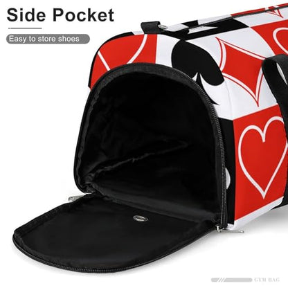 Suits Hearts Diamonds Clubs Spades Grid Poker Playing Cards Large Capacity Portable Fitness Bag, Easy to Carry - color: suits hearts diamonds clubs spades Grid Poker
