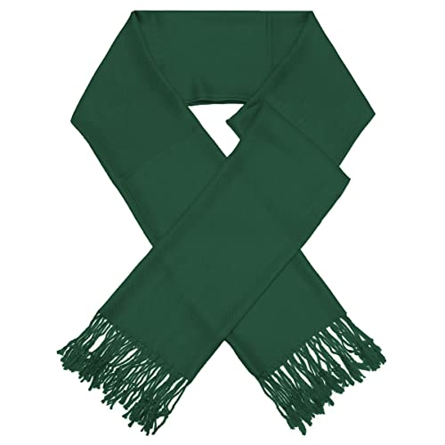 Glory Max Women Large Soft Silky Pashmina Shawl Wrap Scarf in Plain Solid Colors - color: Hunter Green