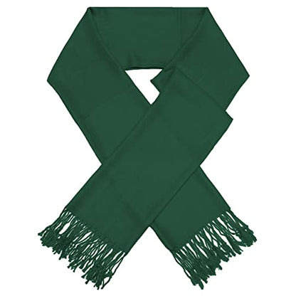 Glory Max Women Large Soft Silky Pashmina Shawl Wrap Scarf in Plain Solid Colors - color: Hunter Green