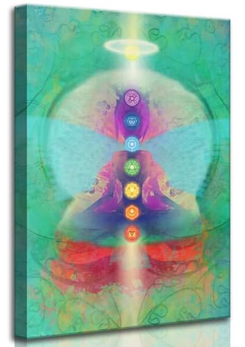 Chakra Chart Canvas Wall Art Divine Love and Aura Infographic Energy Healing Meditation Zen Room Serene Picture Wall Decor Poster Print for Bedroom Office Bathroom Yoga Room Home Decoration - color: Angel-Canvas, size: 24"L x 16"W