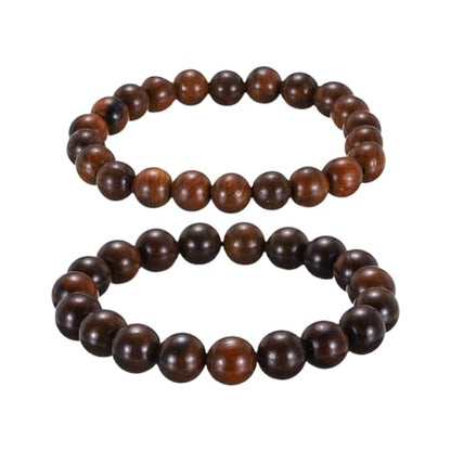 MECCANIXITY Pcs Prayer Beads Bracelet, Natural Wooden Bead Mala Bracelets Link Wrist for Men Women Beaded Stretch Crafts Bangle - color: Amberwood Color