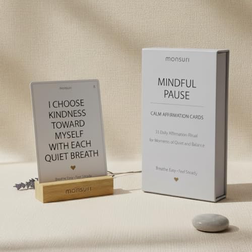 Mindful Affirmation Cards for Calm and Emotional Balance – 31 Calming & Positive Affirmation Cards with Breathing Rituals – Self Care Gifts for Women, Relaxing Items, Thinking of You Gifts for Friends - style: Mindful Affirmation Cards