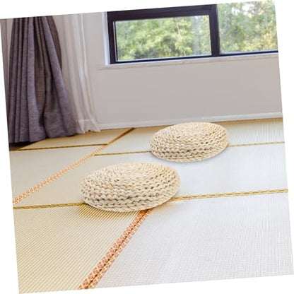 SOLUSTRE Yoga Mat Companion: 30x30cm Round Straw Braid Meditation Cushion Hand-Woven Seat Pad