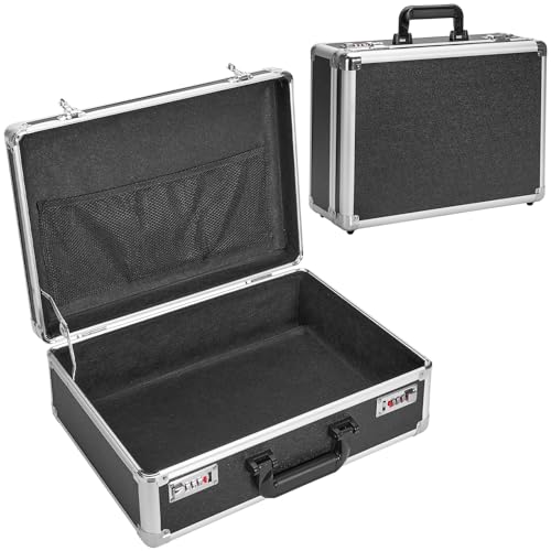 File Organizer Storage Box - 16.9 x 12.2 x 6.3 Inch Large, Portable Locking Storage Totes with Dual Combination Locks for Cash, Documents & Valuables - Black - color: Black, size: Large